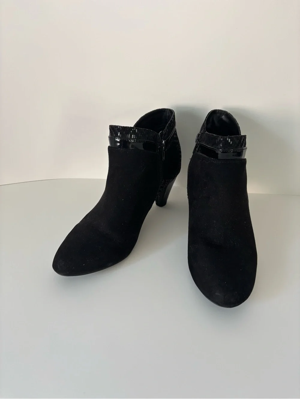 Women's Karen Scott Black Ankle Booties with Patent Trim